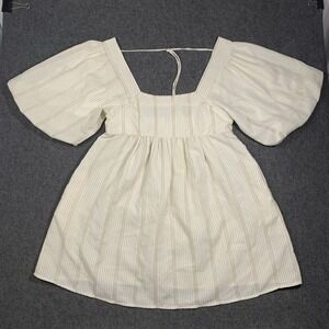 Free People Dress Womens Small Mini Babydoll Seersucker Boho Romantic Cottage